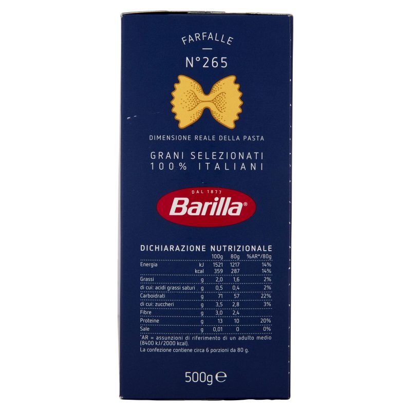 Barilla Pasta Farfalle n.265 100% Grano Italiano 500g