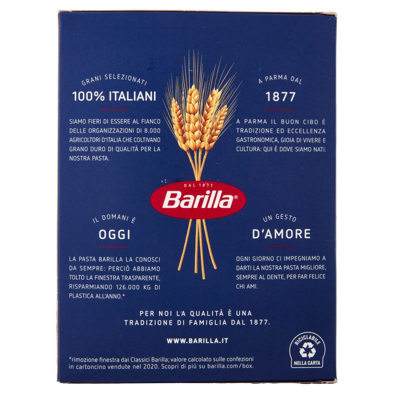 Barilla Pasta Sedanini Rigati n.53 100% Grano Italiano 500g