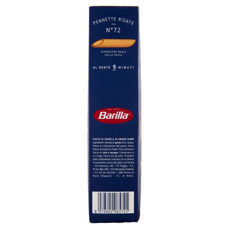 Barilla Pasta Pennette Rigate n.72 100% Grano Italiano 500g