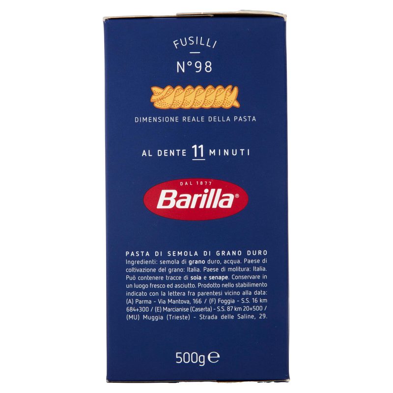 Barilla Pasta Fusilli n.98 100% Grano Italiano 500g