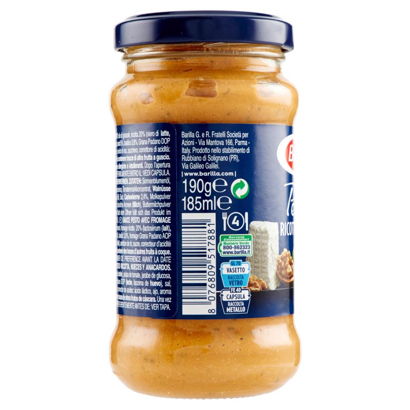 Barilla Pesto Ricotta e Noci Condimento e Sugo per Pasta 190 g