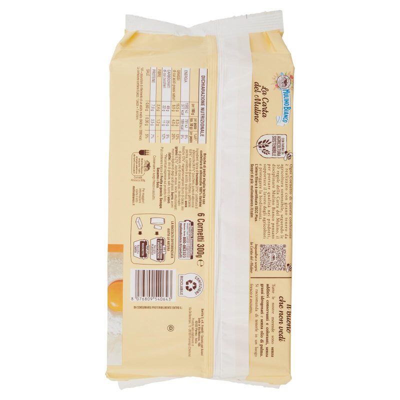 Mulino Bianco Cornetti Albicocca Merenda senza Additivi Conservanti 6 pezzi 300g