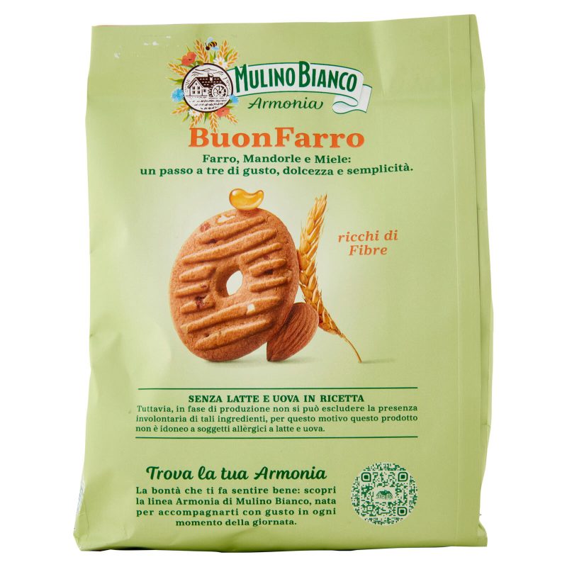 Mulino Bianco Armonia Buonfarro Biscotti Farro Mandorle Miele Senza Latte e Uova 270g