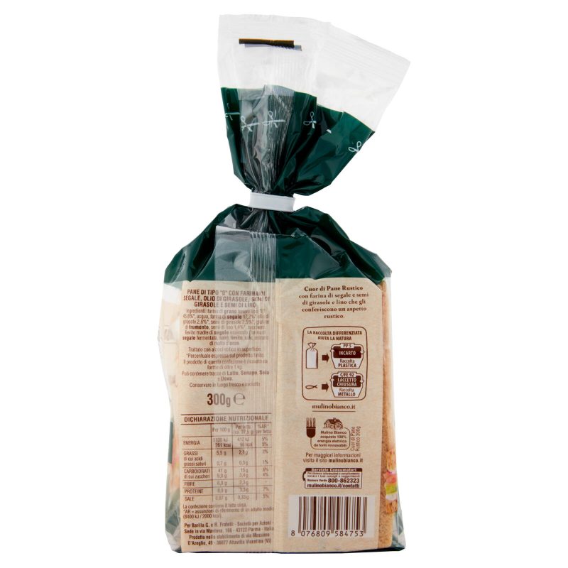 Mulino Bianco Cuor di Pane Rustico Ideale per Tramezzino 300g