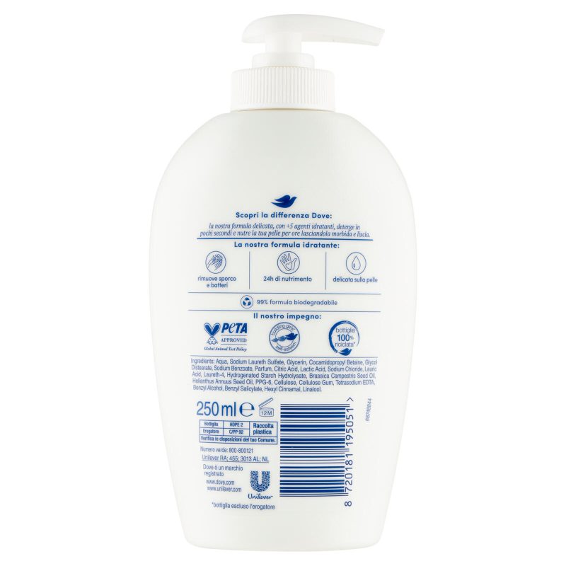 Dove Sapone Detergente Care & Protect nutrimento & protezione 250 ml