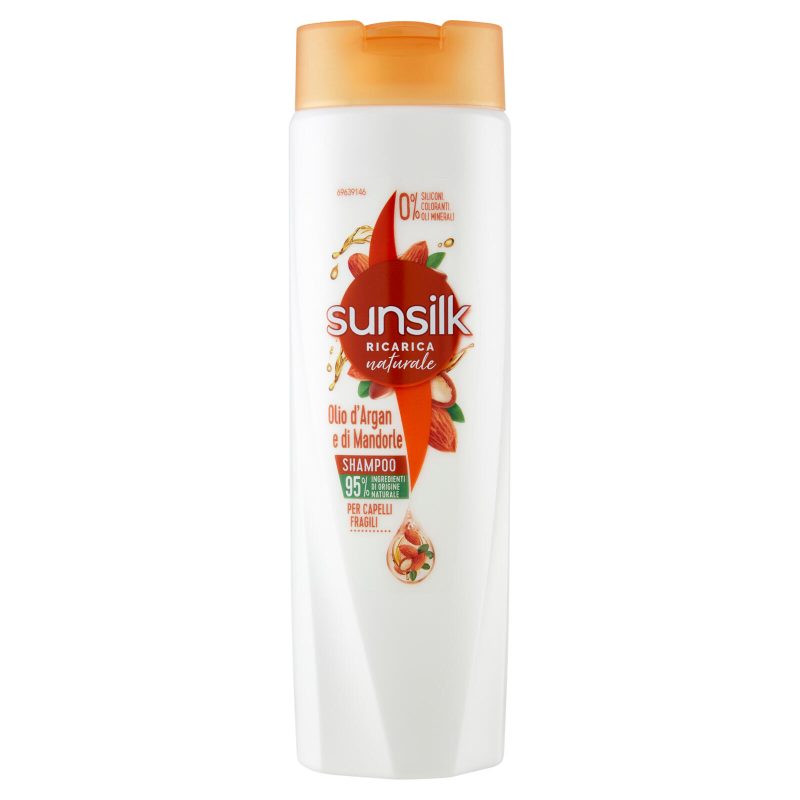 sunsilk Ricarica naturale Shampoo Olio d'Argan e di Mandorle per Capelli Fragili 250 ml