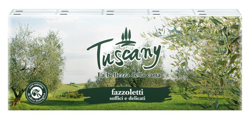 Fazzoletti 4 veli 9X10 Tuscany lozionati estratto oliva bio e profumati