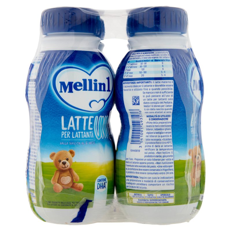 MELLIN 1 - Latte di Partenza Liquido per Lattanti dalla nascita al 6° mese compiuto 4x500ml