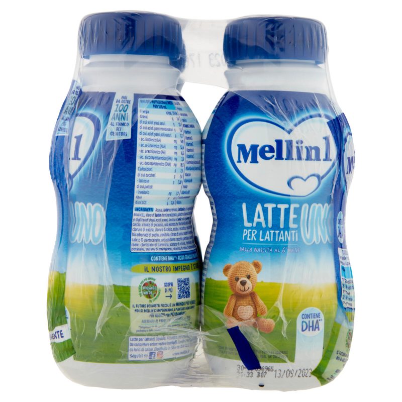 MELLIN 1 - Latte di Partenza Liquido per Lattanti dalla nascita al 6° mese compiuto 4x500ml