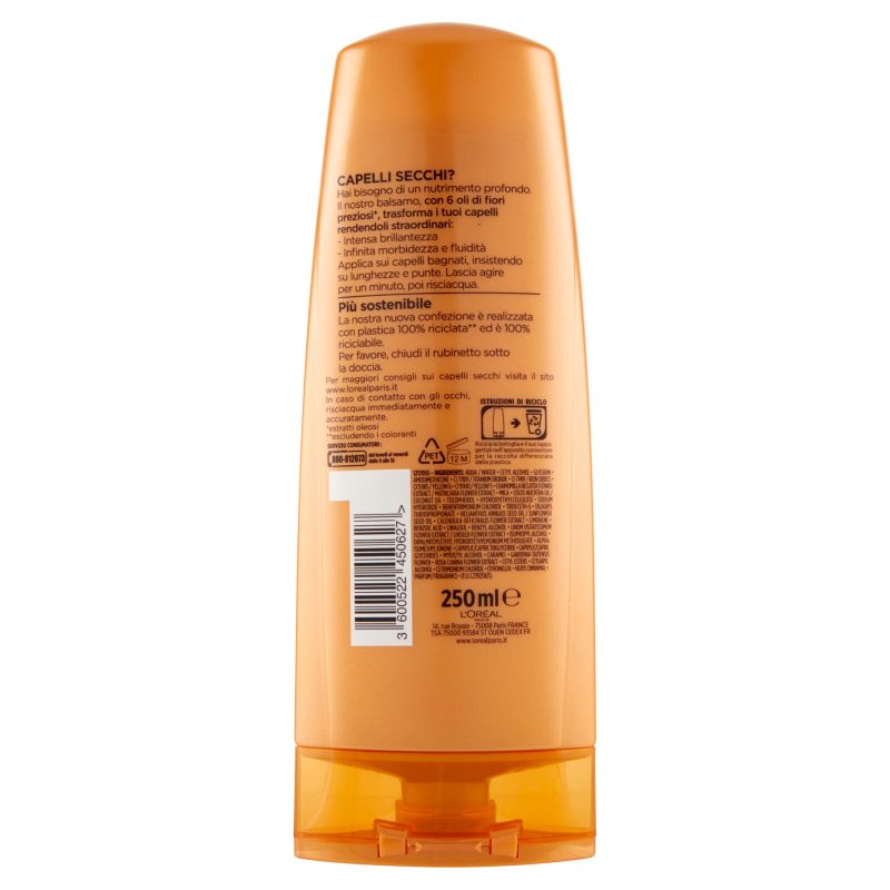 L'Oréal Paris Balsamo Elvive Olio Straordinario, Azione Nutriente per Capelli Secchi 250 ml