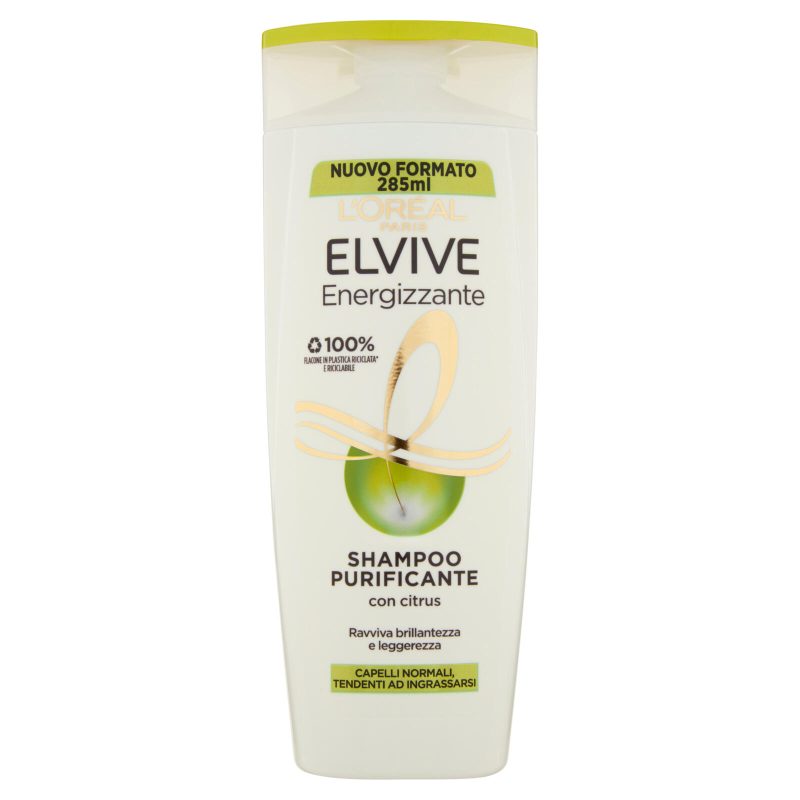 L'Oréal Paris Shampoo Elvive Energizzante Citrus, Per Capelli da Normali a Grassi 285 ml