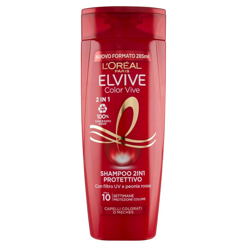 L'Oréal Paris Shampoo 2in1 Elvive Color Vive, Per Capelli Colorati 285 ml