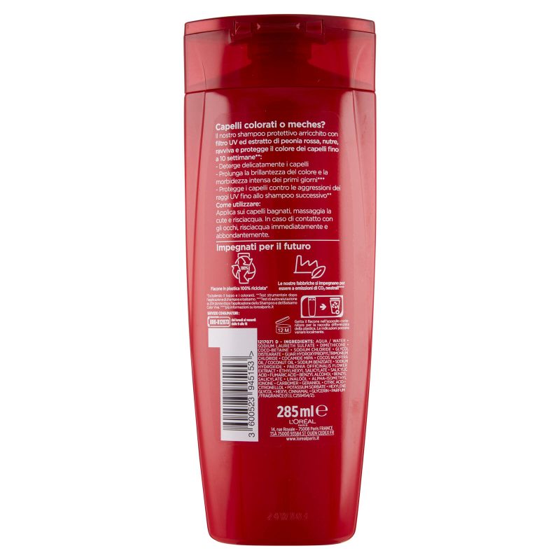 L'Oréal Paris Shampoo 2in1 Elvive Color Vive, Per Capelli Colorati 285 ml