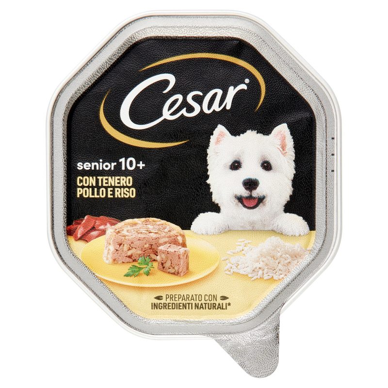 Cesar Senior 10+ Cibo Umido Cane con Tenero Pollo e Riso 150 g