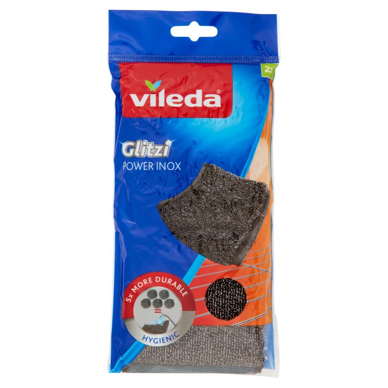 Vileda Power Inox 100% in lana d'acciaio, per rimuovere lo sporco grasso 2 pz