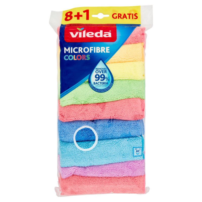 Vileda Microfibre Colors, rimuovono oltre il 99% dei batteri, anche solo con acqua 9x30x30 cm