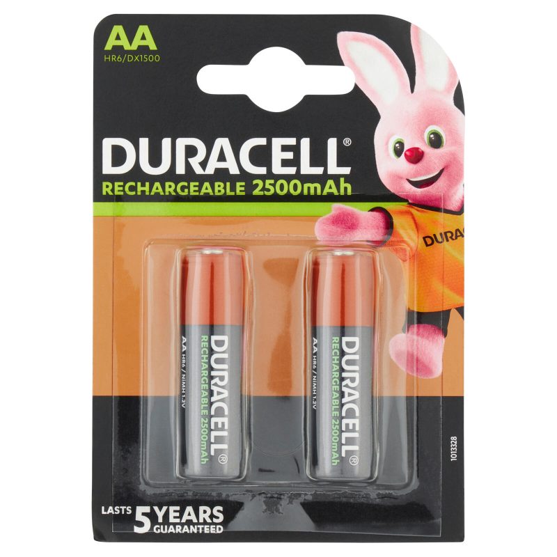 Duracell Rechargeable AA 2500mAh Prericaricate Batterie Stilo Ricaricabili confezione da 2