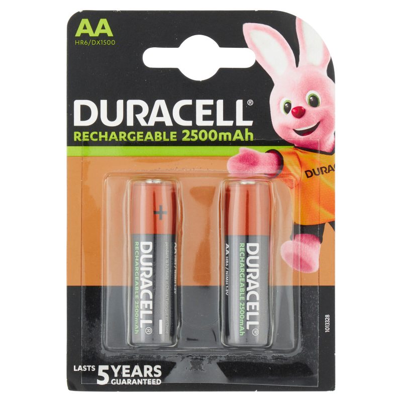 Duracell Rechargeable AA 2500mAh Prericaricate Batterie Stilo Ricaricabili confezione da 2