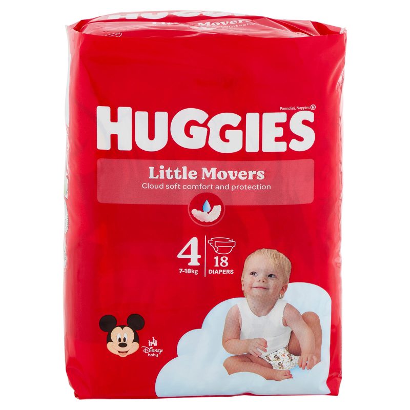 Huggies Little Movers Pannolini 4 7-18 Kg 18 pz