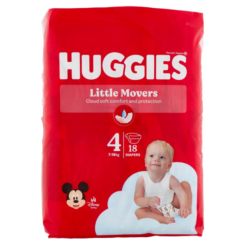 Huggies Little Movers Pannolini 4 7-18 Kg 18 pz