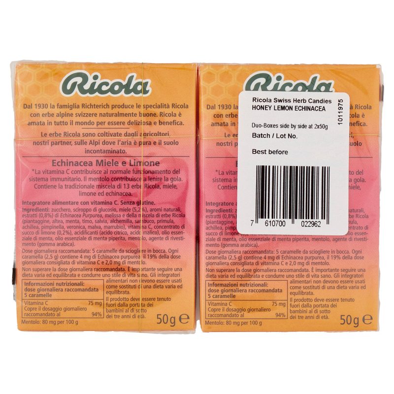 Ricola Echinacea Miele e Limone 2x50 g