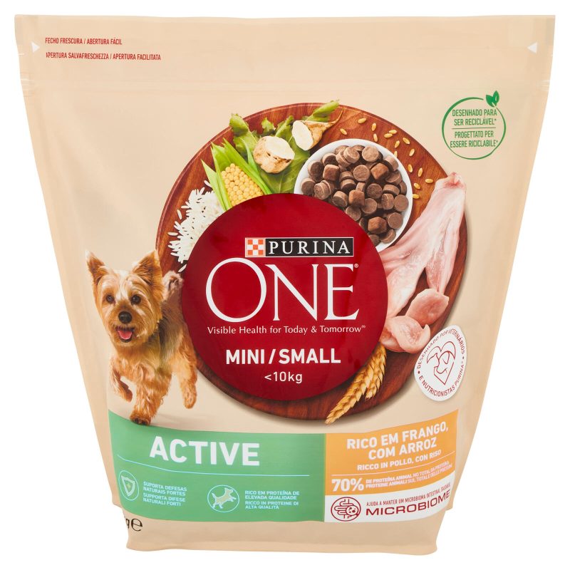 PURINA ONE Mini/Small Active Ricco in Pollo, con Riso 1,5 kg