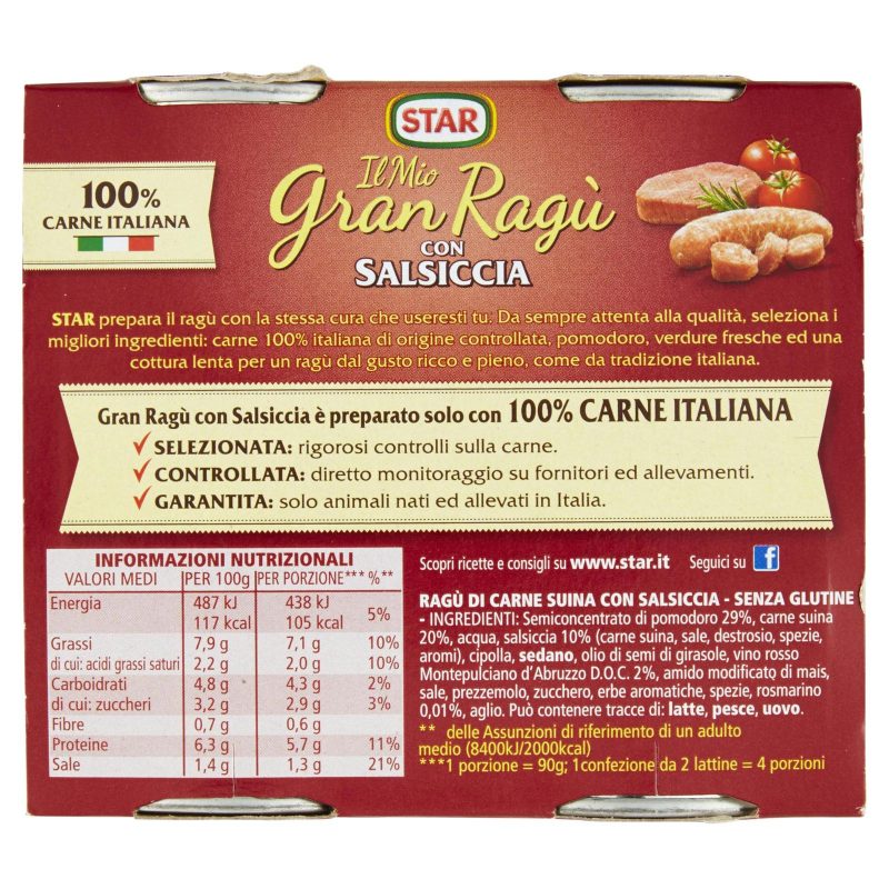 Star Il Mio Gran Ragù con Salsiccia 2x180 g