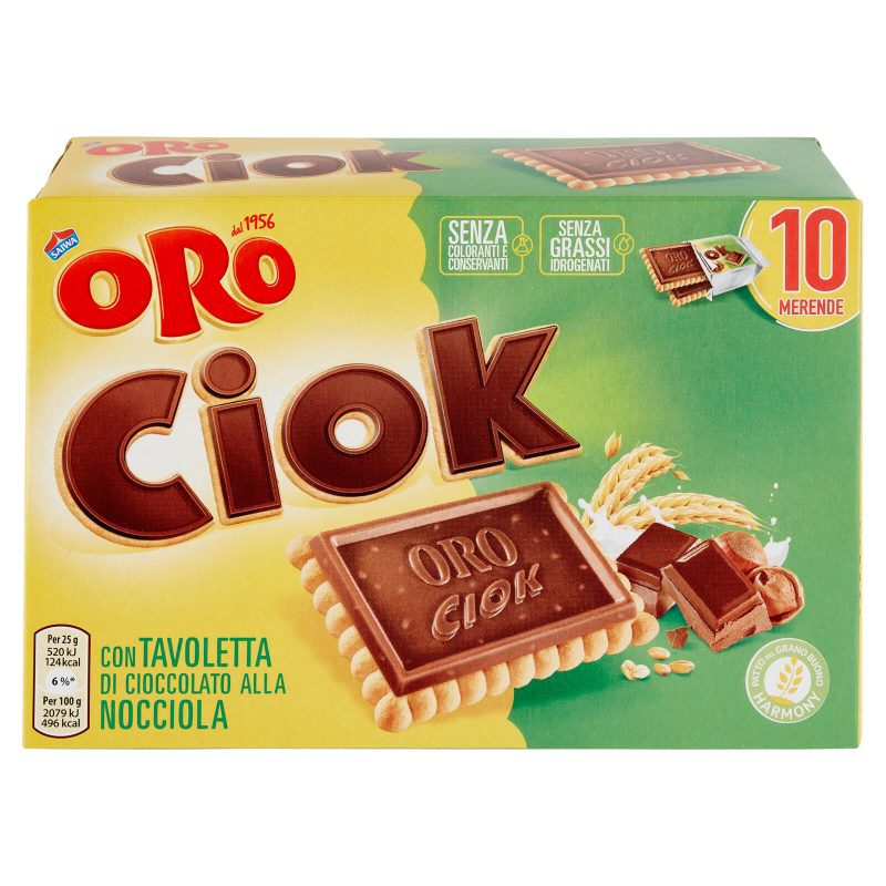 Oro Ciok biscotto con Tavoletta di Cioccolato alla nocciola - 10 x 25 g