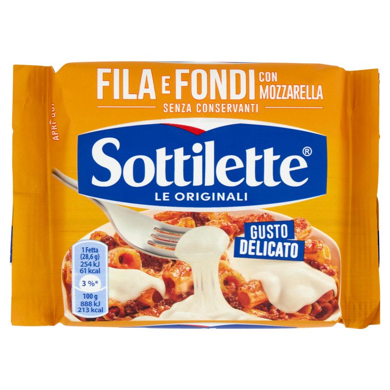 Sottilette Fila e Fondi con mozzarella - formaggio fuso a fette - 200 g