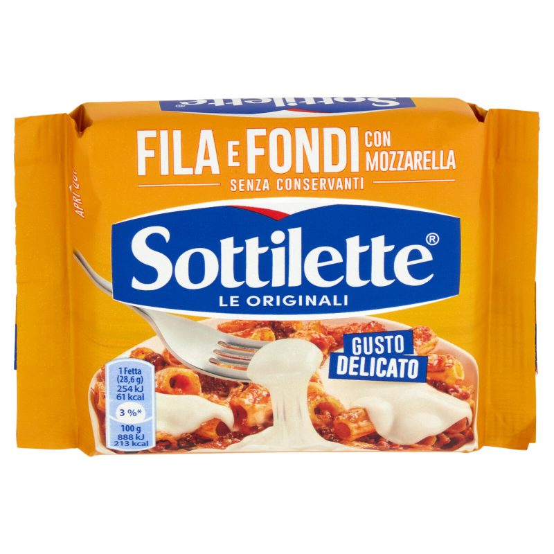 Sottilette Fila e Fondi con mozzarella - formaggio fuso a fette - 200 g