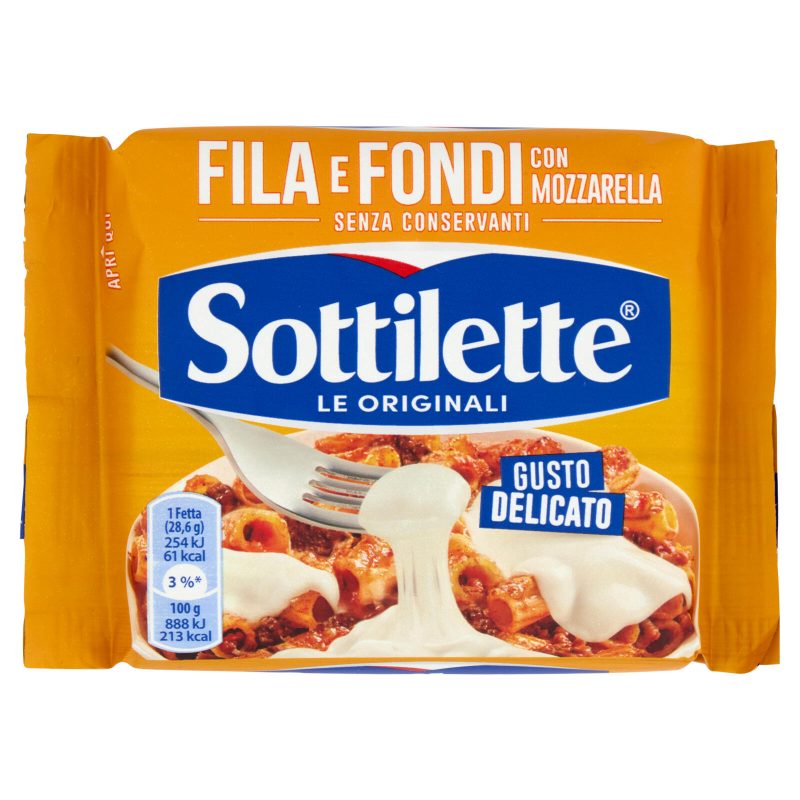 Sottilette Fila e Fondi con mozzarella - formaggio fuso a fette - 200 g