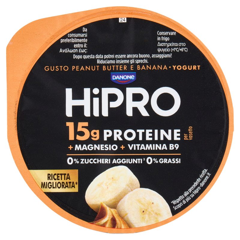 HiPRO Yogurt Proteico,0% Grassi,Burro d'Arachidi&Banana,con Magnesio&Vit B9,basso in lattosio,160g