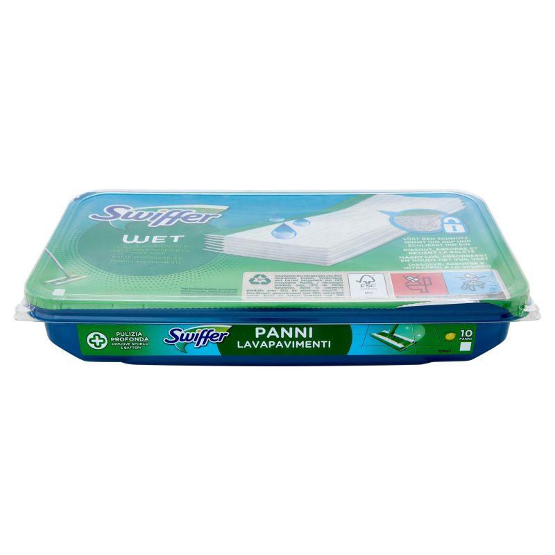 Swiffer Wet Panni Umidi Lavapavimenti Limone - Ricarica 10 Salviette