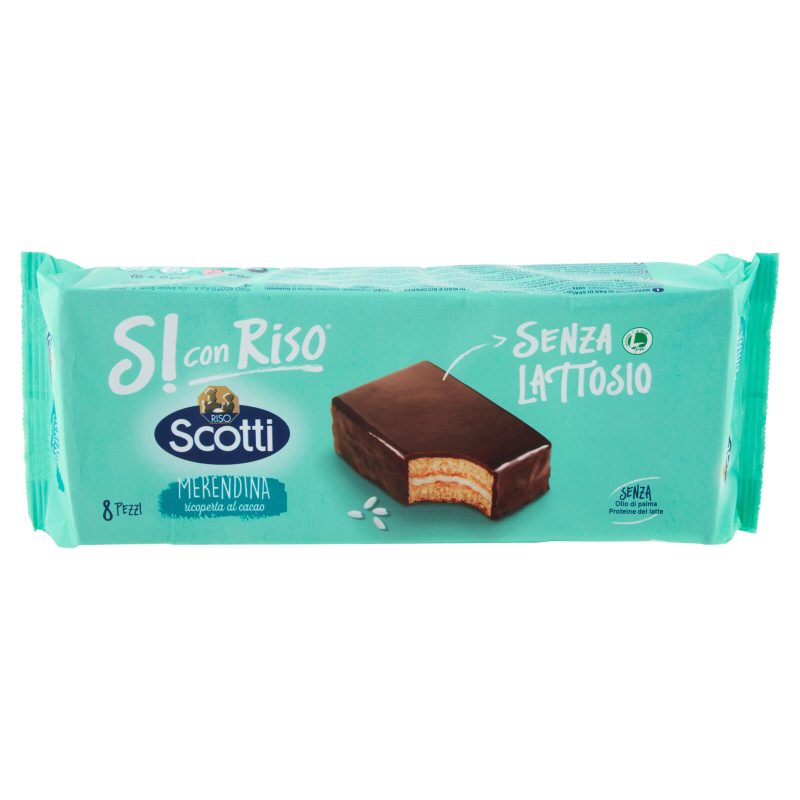 Riso Scotti Si con Riso Senza Lattosio Merendina ricoperta al cacao 8 x 33 g