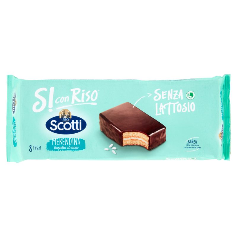 Riso Scotti Si con Riso Senza Lattosio Merendina ricoperta al cacao 8 x 33 g