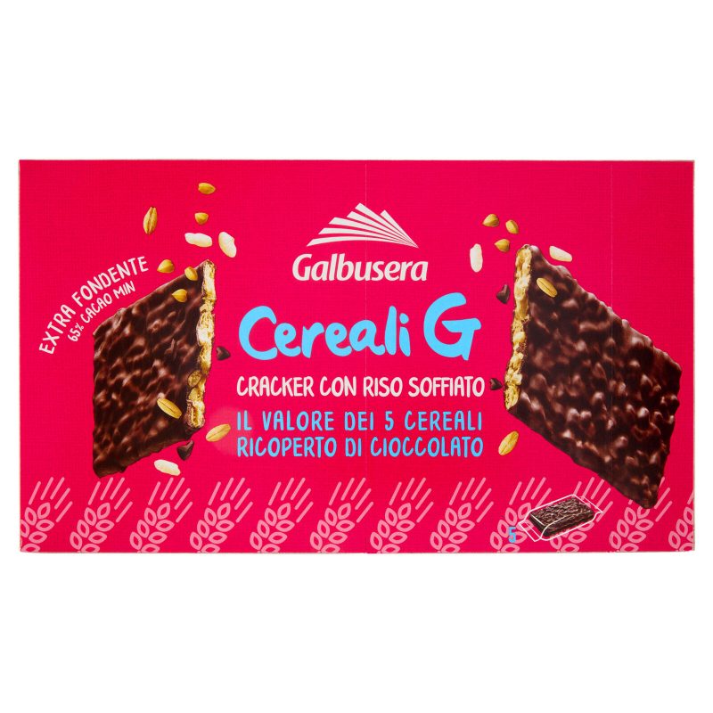 Galbusera Cereali G Cracker con Riso Soffiato Extra Fondente 5 x 30 g