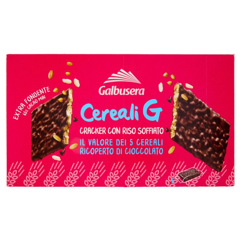 Galbusera Cereali G Cracker con Riso Soffiato Extra Fondente 5 x 30 g