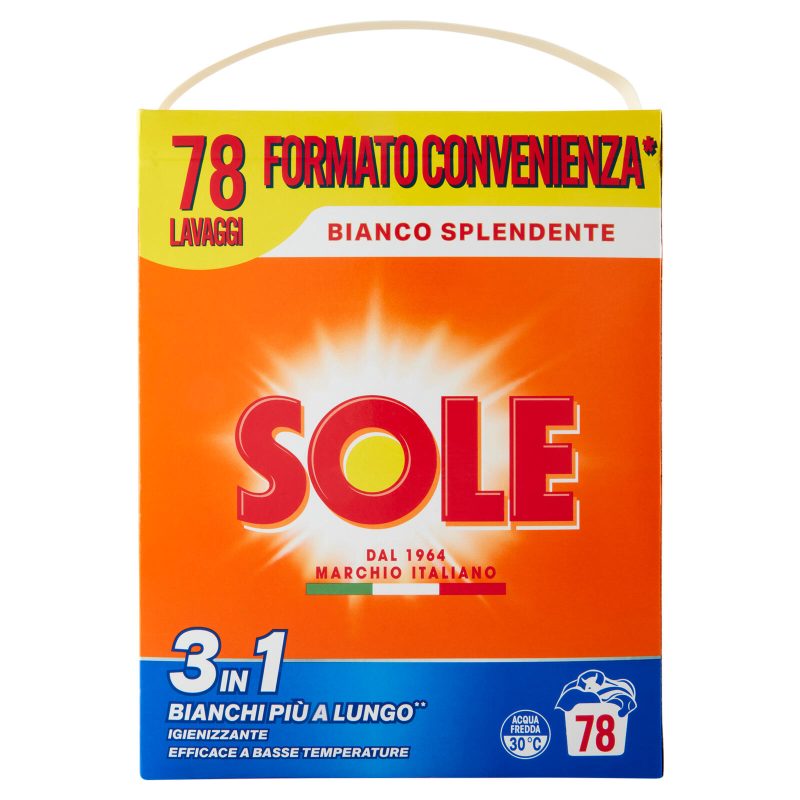 Sole Bianco Splendente Polvere lavatrice 78 misurini 3,9 kg