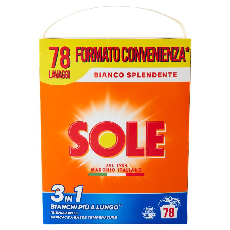 Sole Bianco Splendente Polvere lavatrice 78 misurini 3,9 kg