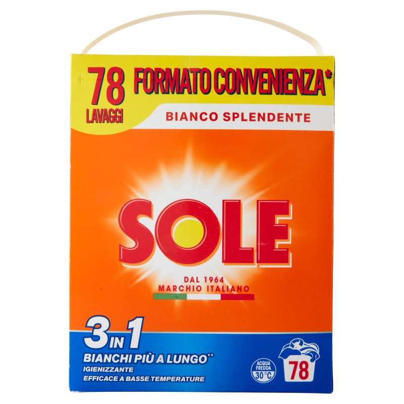 Sole Bianco Splendente Polvere lavatrice 78 misurini 3,9 kg