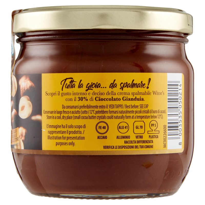 Witor's crema spalmabile 30% Cioccolato Gianduia 360 g