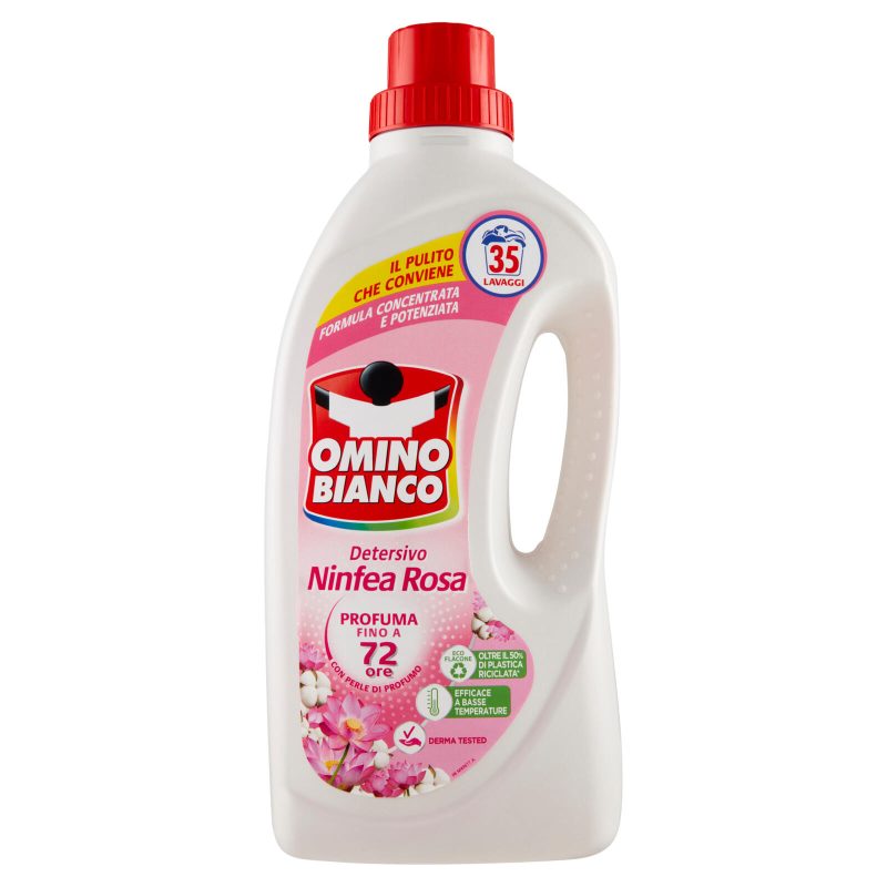 Omino Bianco Detersivo Lavatrice Liquido Ninfea Rosa 35 Lavaggi 1400 ml