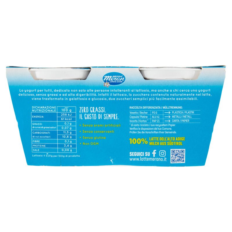 bella vita free Yogurt Magro Senza Lattosio Zero Grassi Caffè 2 x 125 g