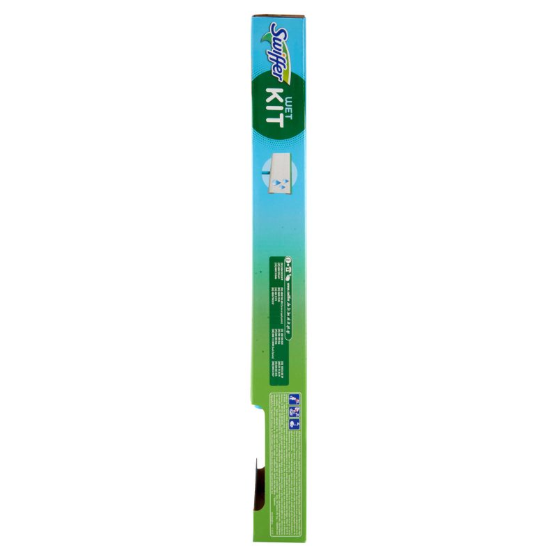 Swiffer Wet Kit - Scopa + 6 Panni Umidi Lavapavimenti con Detersivo Pavimenti