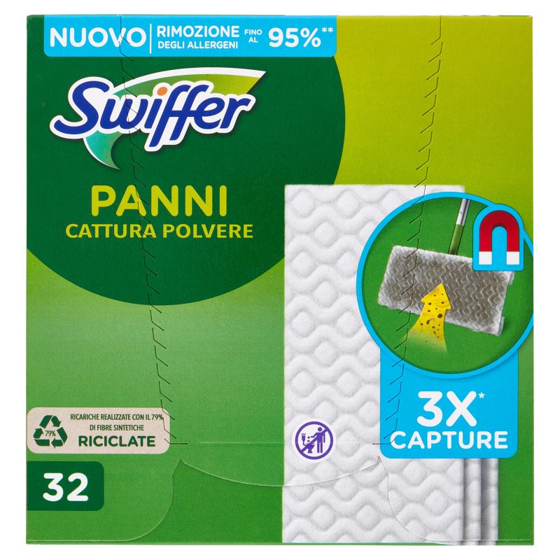 Swiffer Panni Cattura Polvere per Scopa Swiffer - Ricarica 32 Salviette