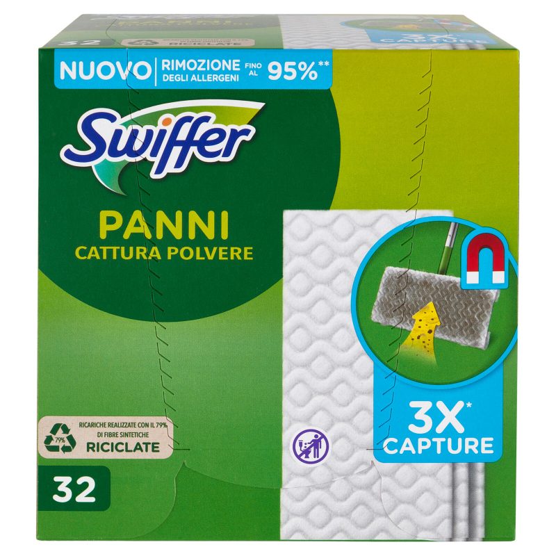 Swiffer Panni Cattura Polvere per Scopa Swiffer - Ricarica 32 Salviette