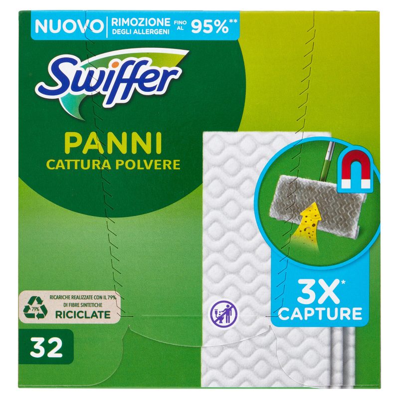 Swiffer Panni Cattura Polvere per Scopa Swiffer - Ricarica 32 Salviette