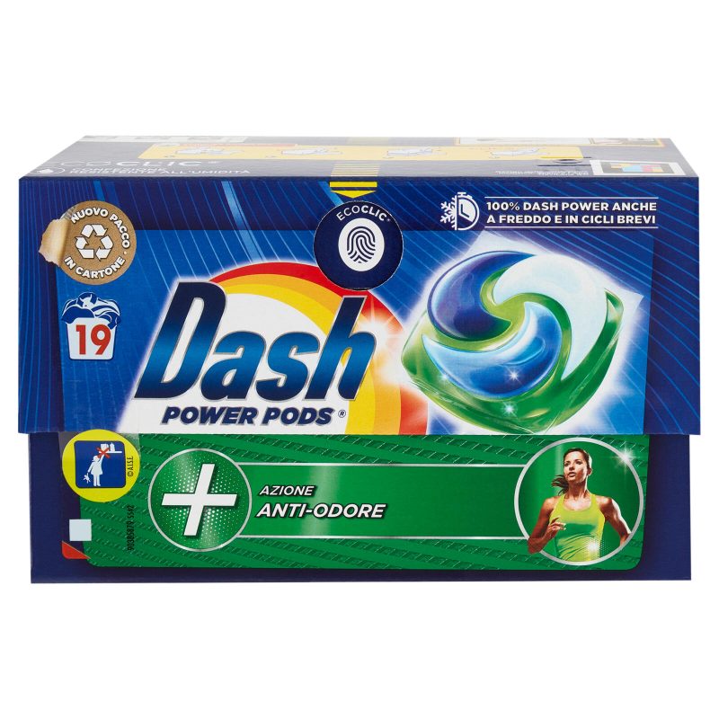 Dash Power Pods Detersivo Lavatrice In Capsule, Azione Anti-Odore, 19 Lavaggi 448,4 g