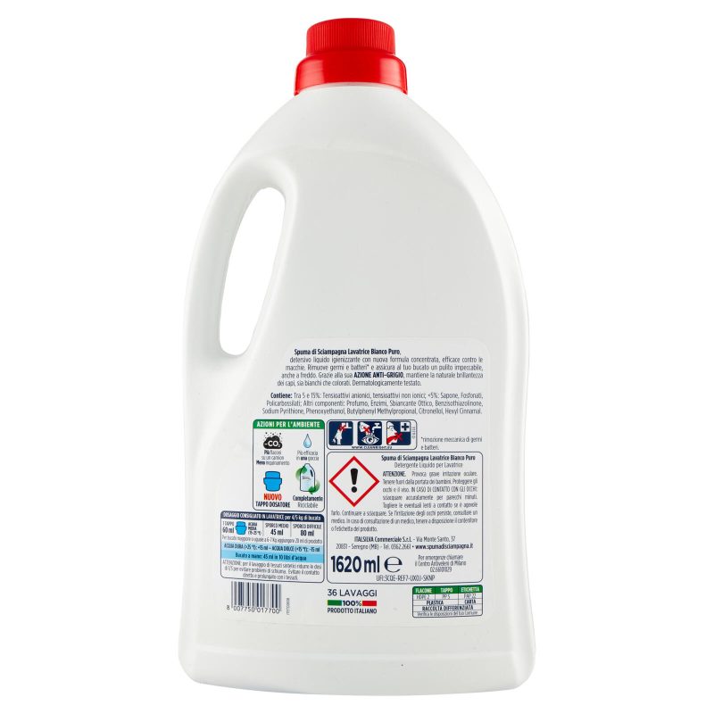 Spuma di Sciampagna Bianco puro Lavatrice Igienizzante 1620 ml