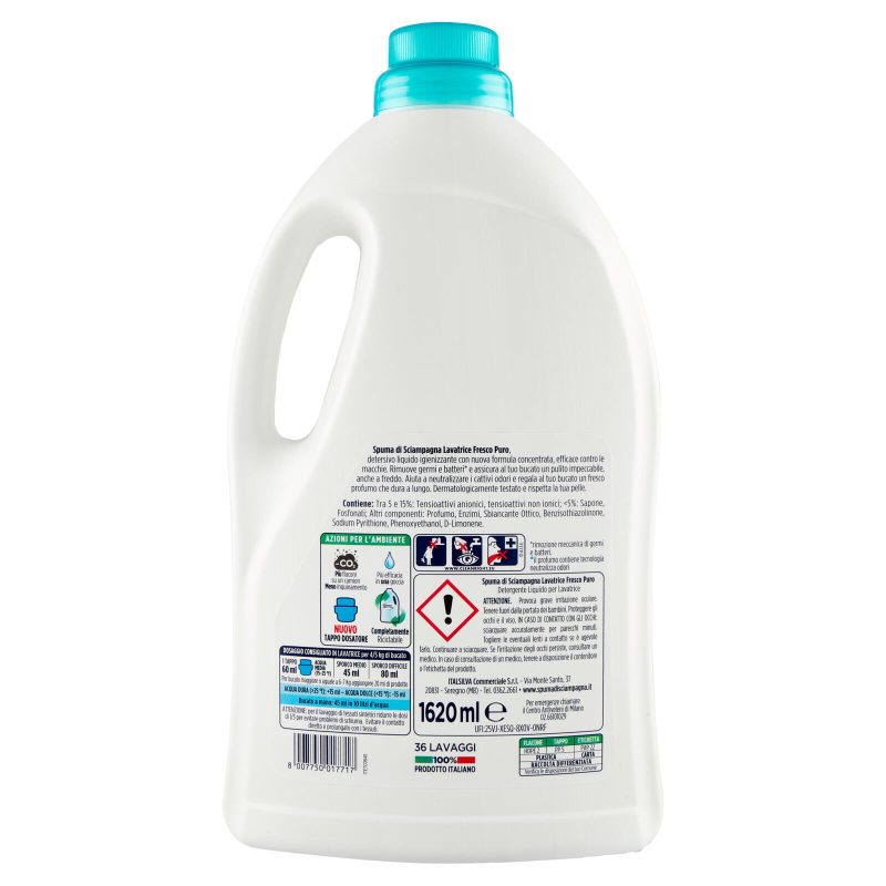 Spuma di Sciampagna Fresco puro Lavatrice Igienizzante 1620 ml